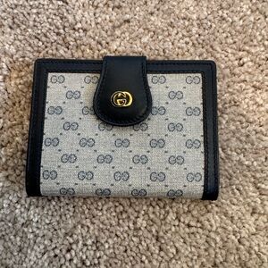 Gucci Monogram Wallet with Navy Trim